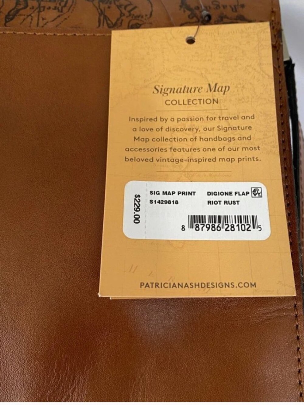 Patricia NASH Digione Riot Rust Map-Print Brown Leather Crossbody Satchel - Picture 10 of 10